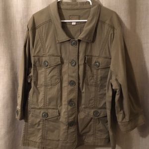 Caslon Jacket Blazer Size 24W olive green, with lots of pockets